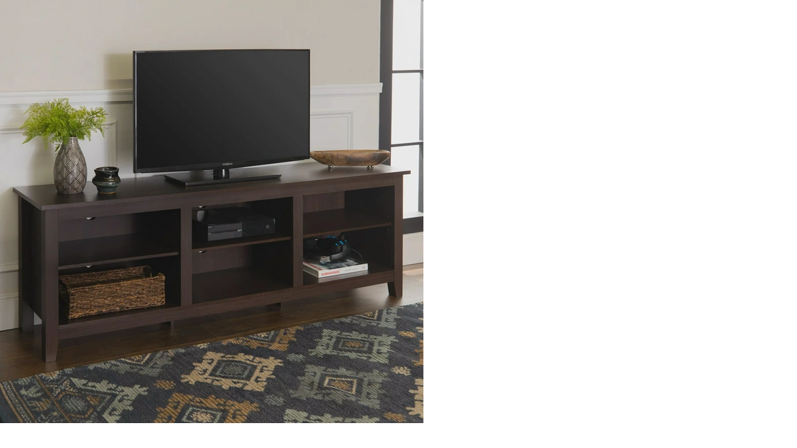 Woven Paths Open Storage TV Stand for TVs up to 80", Espresso BargainLow