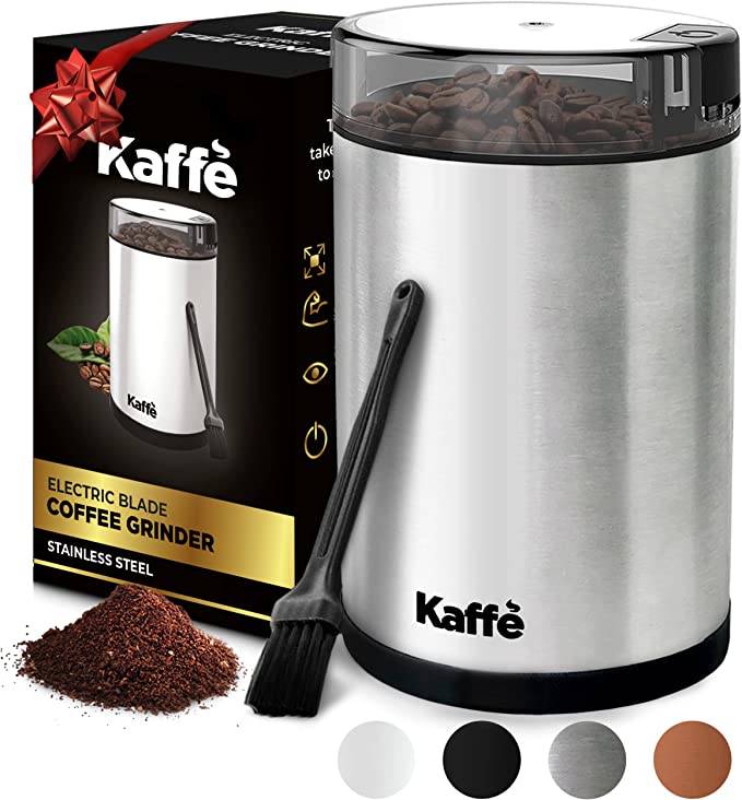 Kaffe Coffee Grinder Electric Spice Grinder w/Cleaning Brush, Easy On
