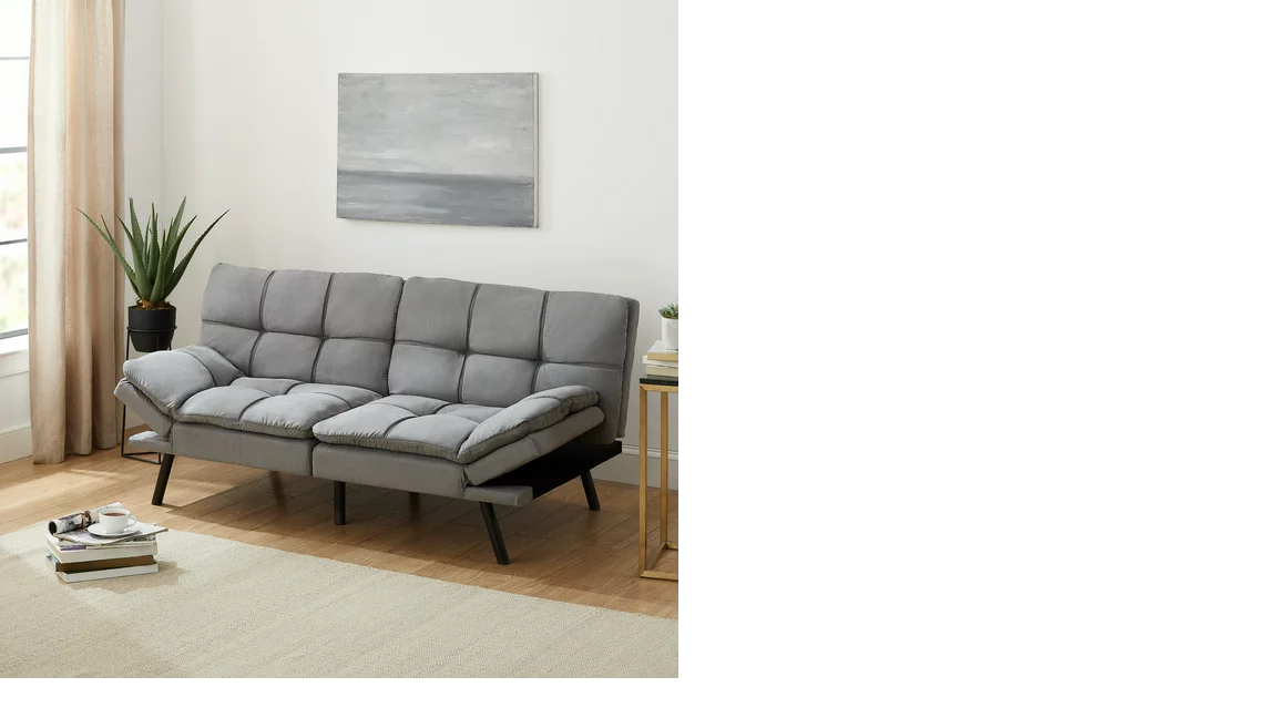 Mainstays Memory Foam Futon, Gray Faux Suede BargainLow