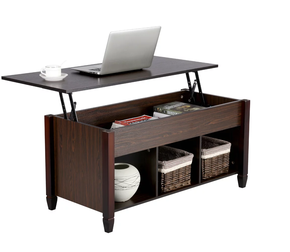 Alden Design 41" Lift Top Coffee Table with 3 Storage Compartments