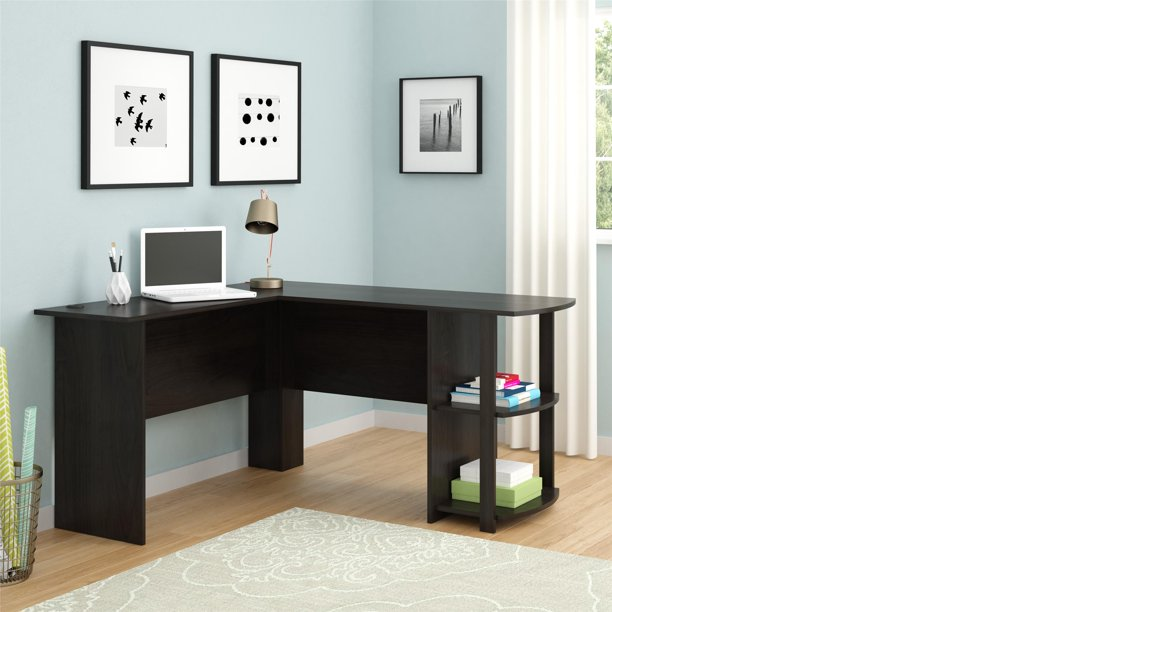 Ameriwood Home Dominic L Desk with Bookshelves, Espresso BargainLow