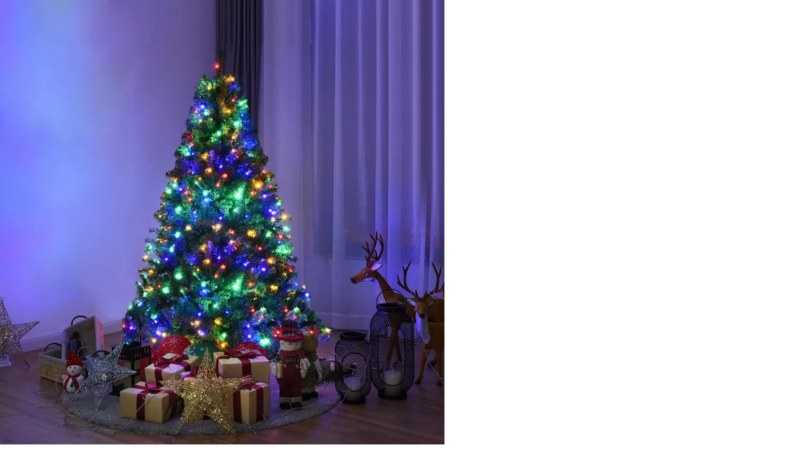Costway 5Ft PreLit Artificial Christmas Tree Hinged 150 LED Lights
